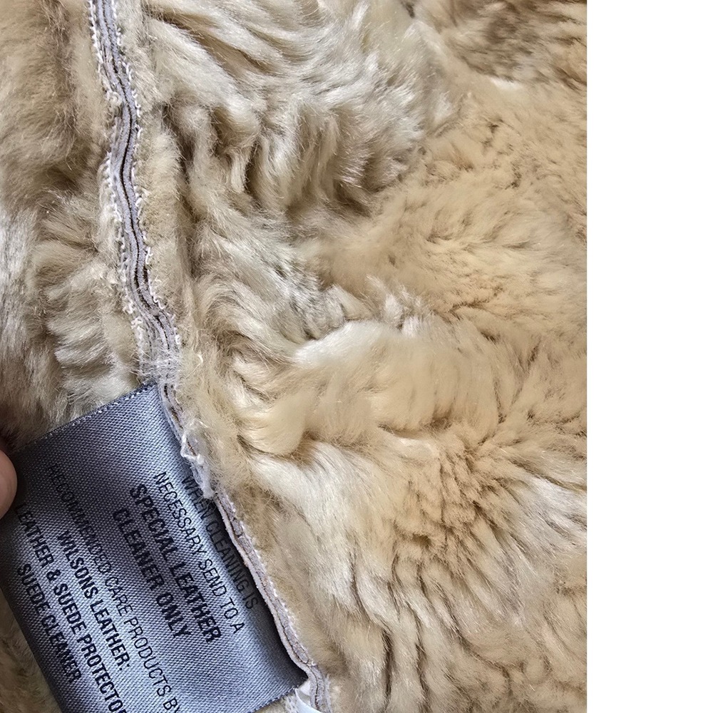 Wilson Leather Womens Vintage Suede Faux Shearling Lined Aviator Coat Size Large - Picture 10 of 12